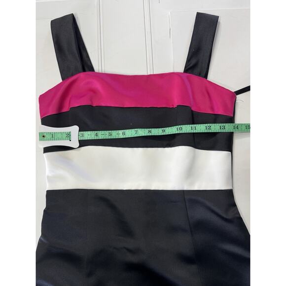 Vintage Jessica Mcclintock For Gunne Sax Dress Black Pink White Satin Size 5 - Picture 5 of 8